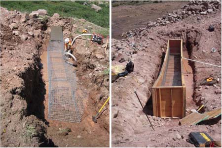 12-East Timothy Stabilization, gabion cutoff walls with forms and #9 wires